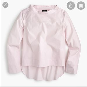 J.crew striped funnel neck shirt, pink stripe, NWT